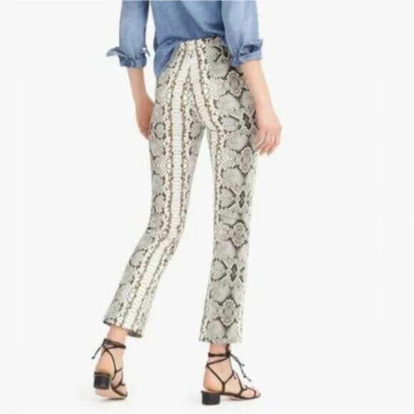 J Crew ~new ~Kickout Crop High Rise Pants in Green Snakeskin size 28 - Picture 2 of 16